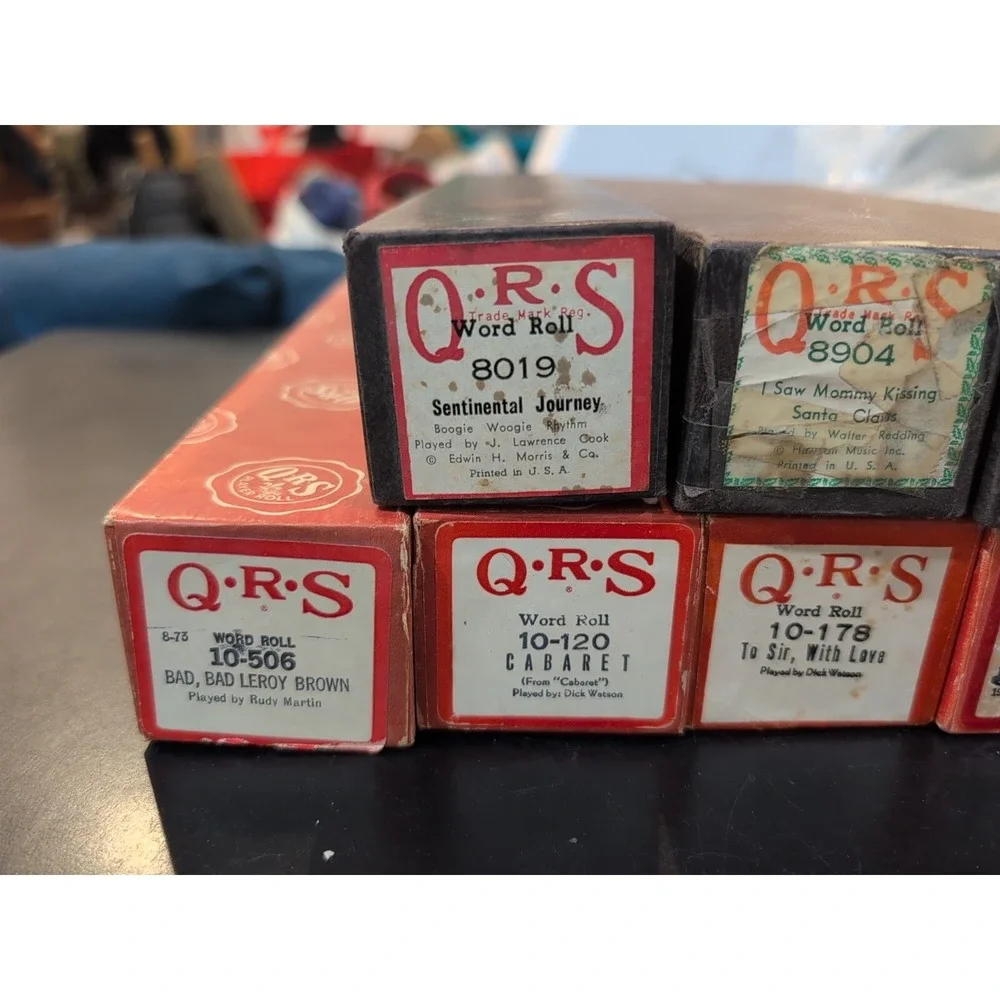 Lot Of 8 QRS Word Roll Piano Rolls Leroy Brown, Cabaret, Santa, More